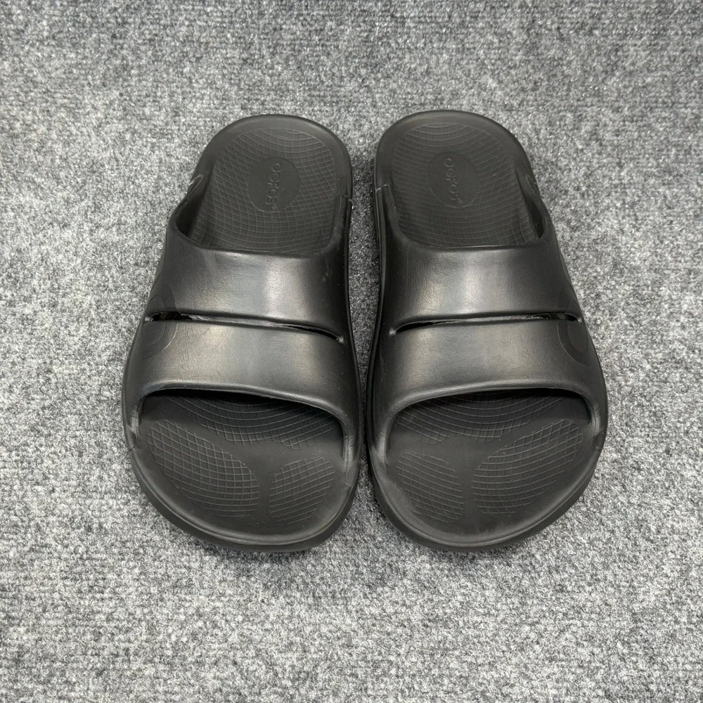 Oofos OOahh Sport Slide Sandals Men's 10 Black Athletic Running Recovery‎ Beach